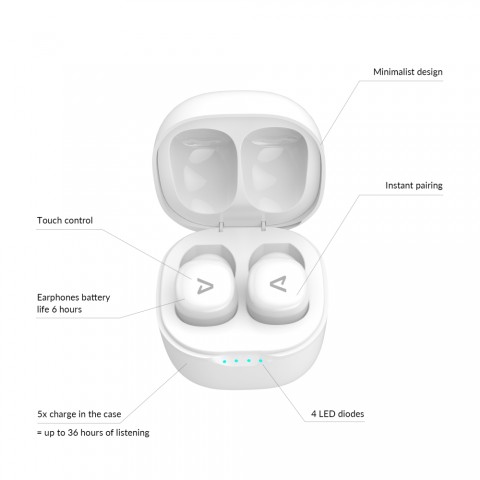 LAMAX Dots2 Touch White TWS Érintőgombos vezeték nélküli fülhallgató fehér